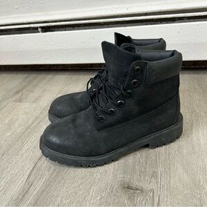 Timberland 6" Premium Waterproof Black Leather Lace Up Boots Youth Boys Size 5